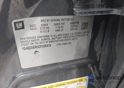 2012 Buick Lacrosse Leather Group from USA, damaged, VIN 1G4GC5ER3CF338418